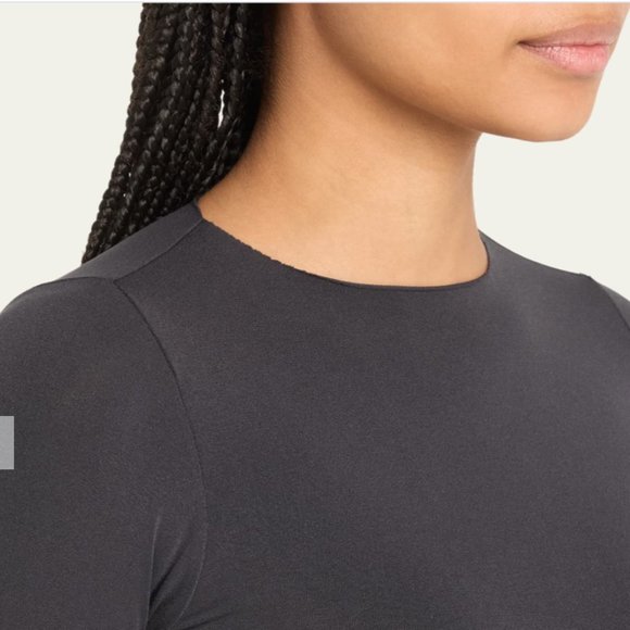 SKIMS Essential Smoothing Long-Sleeve Thong Bodysuit - Black S/M - Picture 6 of 6